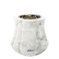 Base for grave lamp Leggiadra 10cm - 4in In Carrara marble, with recessed nickel plated ferrule