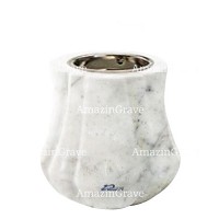 Base pour lampe funéraire Leggiadra 10cm En marbre Carrara, avec griffe nickel à encastré