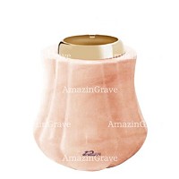 Base per lampada votiva Leggiadra 10cm In marmo Rosa Portogallo, con ghiera in acciaio dorata