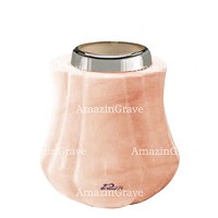 Base per lampada votiva Leggiadra 10cm In marmo Rosa Portogallo, con ghiera in acciaio