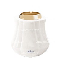 Base per lampada votiva Leggiadra 10cm In marmo Sivec, con ghiera in acciaio dorata