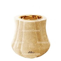 Base for grave lamp Leggiadra 10cm - 4in In Trani marble, with recessed golden ferrule