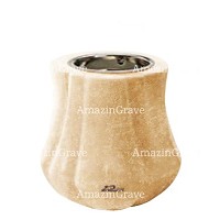 Base per lampada votiva Leggiadra 10cm In marmo Travertino, con ghiera a incasso nichelata