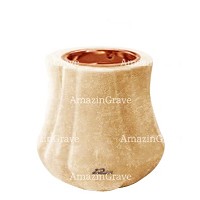 Base for grave lamp Leggiadra 10cm - 4in In Travertino marble, with recessed copper ferrule