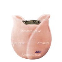 Base for grave lamp Tulipano 10cm - 4in In Rosa Bellissimo marble, with recessed nickel plated ferrule