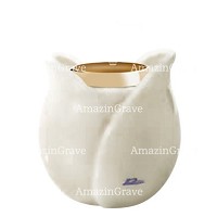 Base for grave lamp Tulipano 10cm - 4in In Pure white marble, with golden steel ferrule