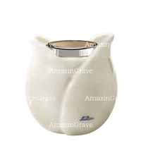 Base for grave lamp Tulipano 10cm - 4in In Pure white marble, with steel ferrule