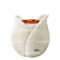 Base for grave lamp Tulipano 10cm - 4in In Pure white marble, with recessed copper ferrule
