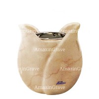 Base for grave lamp Tulipano 10cm - 4in In Botticino marble, with recessed nickel plated ferrule