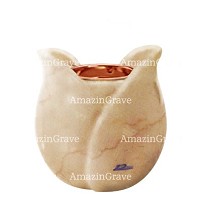 Base for grave lamp Tulipano 10cm - 4in In Botticino marble, with recessed copper ferrule