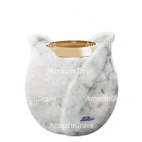 Base pour lampe funéraire Tulipano 10cm En marbre Carrara, avec griffe acier doré