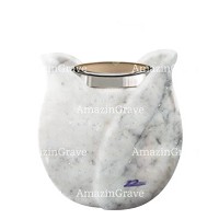 Base pour lampe funéraire Tulipano 10cm En marbre Carrara, avec griffe acier