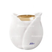 Base de lámpara votiva Tulipano 10cm En marmol Sivec, con casquillo de acero dorado