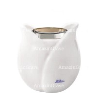 Base pour lampe funéraire Tulipano 10cm En marbre Sivec, avec griffe acier