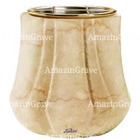 Flowers pot Leggiadra 19cm - 7,5in In Botticino marble, golden steel inner