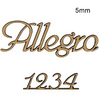 Letras y números Allegro, en varios tamaños Pieza única recortada de bronce 5mm