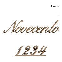 Letras y números Novecento, en varios tamaños Pieza única recortada de bronce 3mm