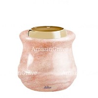 Base per lampada votiva Calyx 10cm In marmo Rosa Portogallo, con ghiera in acciaio dorata
