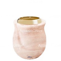 Base per lampada votiva Gondola 10cm In marmo Rosa Portogallo, con ghiera in acciaio dorata