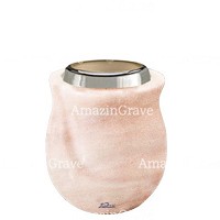 Base per lampada votiva Gondola 10cm In marmo Rosa Portogallo, con ghiera in acciaio