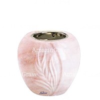 Base for grave lamp Spiga 10cm - 4in In Pink Portugal marble, with recessed nickel plated ferrule