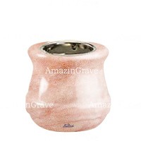 Base for grave lamp Calyx 10cm - 4in In Pink Portugal marble, with recessed nickel plated ferrule