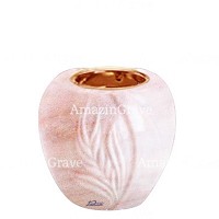 Base for grave lamp Spiga 10cm - 4in In Pink Portugal marble, with recessed copper ferrule