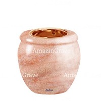Base for grave lamp Amphòra 10cm - 4in In Pink Portugal marble, with recessed copper ferrule