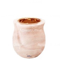 Base for grave lamp Gondola 10cm - 4in In Pink Portugal marble, with recessed copper ferrule