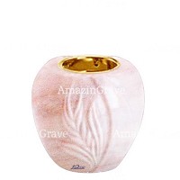 Base for grave lamp Spiga 10cm - 4in In Pink Portugal marble, with recessed golden ferrule