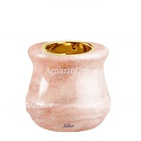 Base for grave lamp Calyx 10cm - 4in In Pink Portugal marble, with recessed golden ferrule