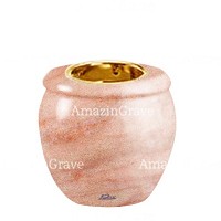 Base per lampada votiva Amphòra 10cm In marmo Rosa Portogallo, con ghiera a incasso dorata