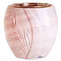 Jardinière Spiga 19cm En marbre Rose Portugal, intérieur cuivre