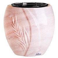 Vasca portafiori Spiga 19cm In marmo Rosa Portogallo, interno in plastica