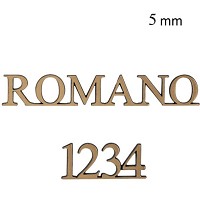 Letras y números Romano, en varios tamaños Pieza única recortada de bronce 5mm