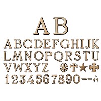 Buchstaben und Zahlen Roman gebürstet, in verschiedenen Größen Bronzebuchstaben