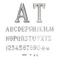 Letras y números Romano estrecho, en varios tamaños Caracteres individuales en acero