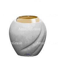 Base for grave lamp Soave 10cm - 4in In Sivec marble, with golden steel ferrule