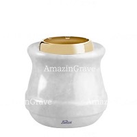 Base per lampada votiva Calyx 10cm In marmo Sivec, con ghiera in acciaio dorata