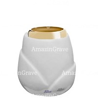Base for grave lamp Liberti 10cm - 4in In Sivec marble, with golden steel ferrule