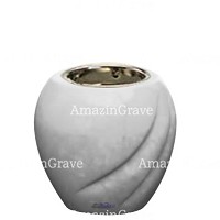 Base pour lampe funéraire Soave 10cm En marbre Sivec, avec griffe nickel à encastré
