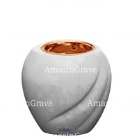 Base de lámpara votiva Soave 10cm En marmol Sivec, con casquillo cobre empotrado