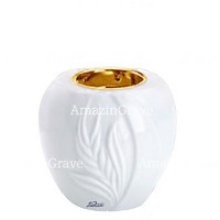 Base for grave lamp Spiga 10cm - 4in In Sivec marble, with recessed golden ferrule