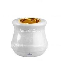 Base de lámpara votiva Calyx 10cm En marmol Sivec, con casquillo dorado empotrado