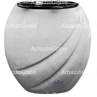 Flowers pot Soave 19cm - 7,5in In Sivec marble, plastic inner