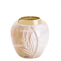 Base pour lampe funéraire Spiga 10cm En marbre Travertino, avec griffe acier doré
