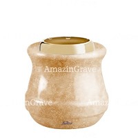 Base de lámpara votiva Calyx 10cm En marmol Travertino, con casquillo de acero dorado