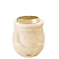 Base for grave lamp Gondola 10cm - 4in In Travertino marble, with golden steel ferrule