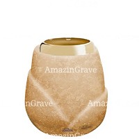 Base for grave lamp Liberti 10cm - 4in In Travertino marble, with golden steel ferrule