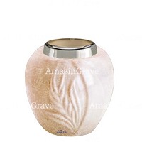Base pour lampe funéraire Spiga 10cm En marbre Travertino, avec griffe acier
